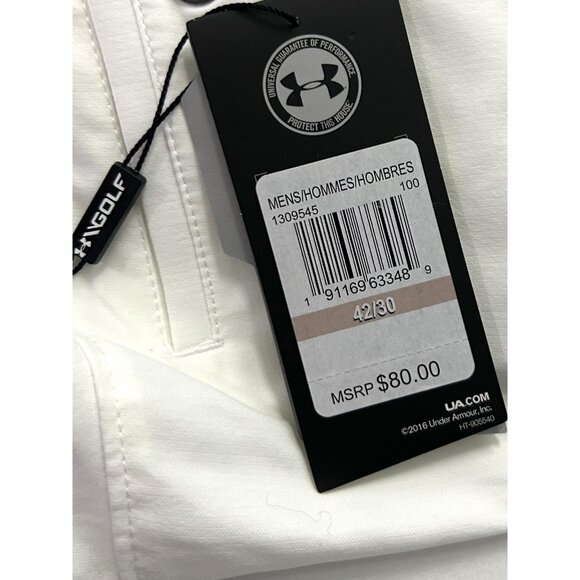 Under Armour Showdown Golf Pants Mens 42x30 White Straight Performance 1309545 - Picture 5 of 16